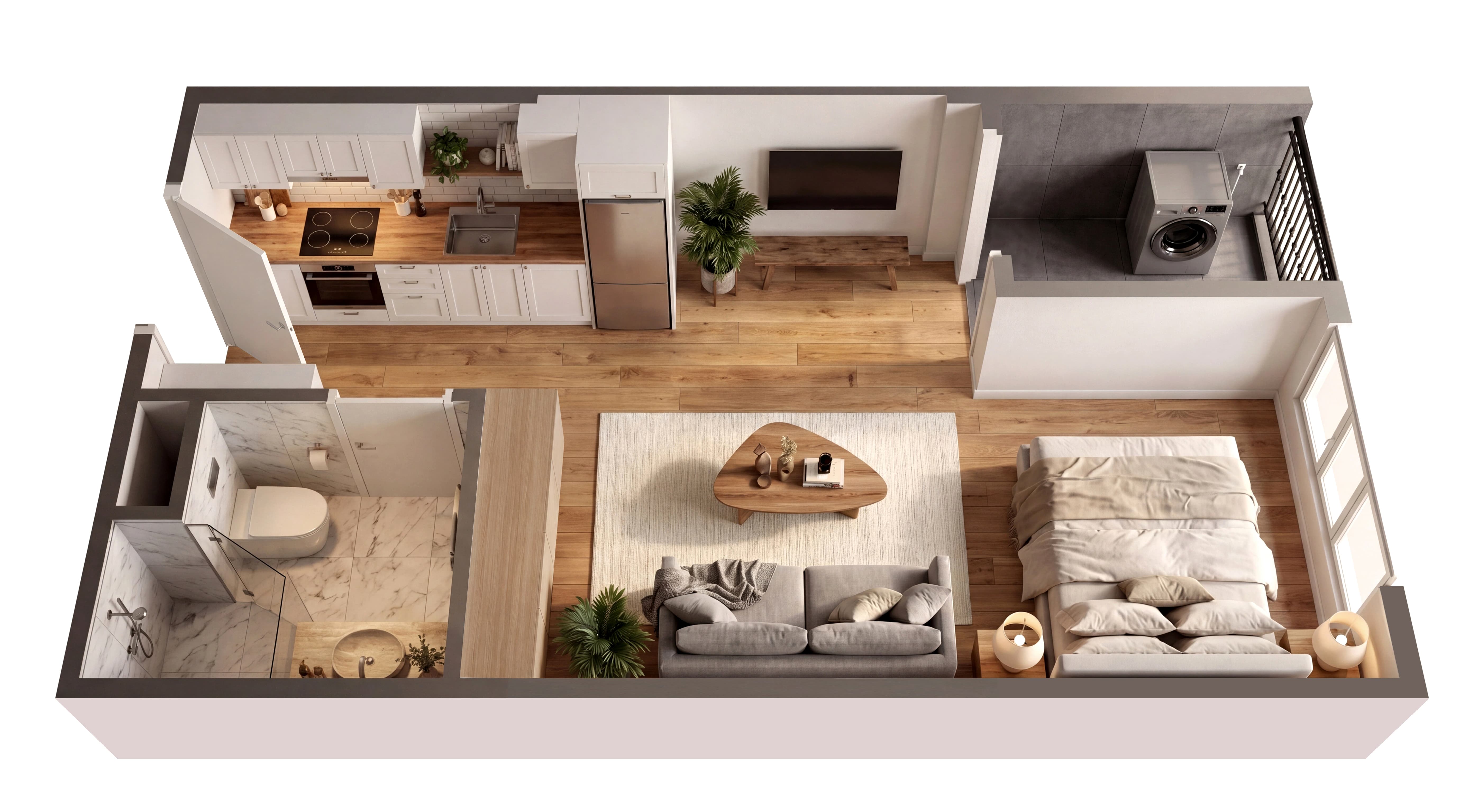 Mặt bằng Căn 1 phòng ngủ - Home Central Túc Duyên